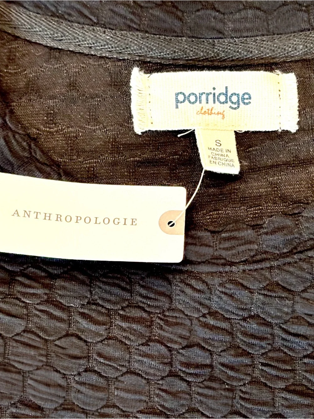 Porridge Anthropologie Puff Balloon Sleeve Quilted Blouse NWT White Black Small